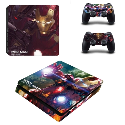 Ironman Tony Stark decal skin for PS4 Slim Console and two controllers