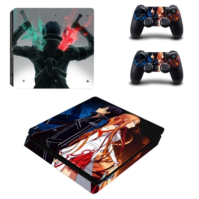 Sword Art Online decal skin for PS4 Slim Console and two c.. Sword Art Online decal skin for PS4 Slim Console and two c..