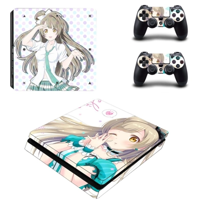Cute Anime decal skin for PS4 Slim Console and two control.. Cute Anime decal skin for PS4 Slim Console and two control..