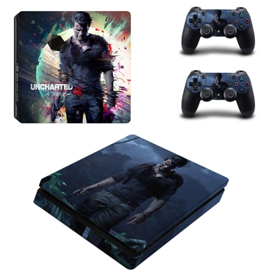 Uncharted 4 decal skin for PS4 Slim Console and two contro.. Uncharted 4 decal skin for PS4 Slim Console and two contro..