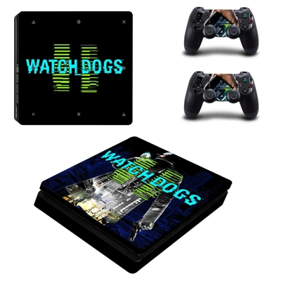 Watch dogs 2 decal skin for PS4 Slim Console and two contr.. Watch dogs 2 decal skin for PS4 Slim Console and two contr..