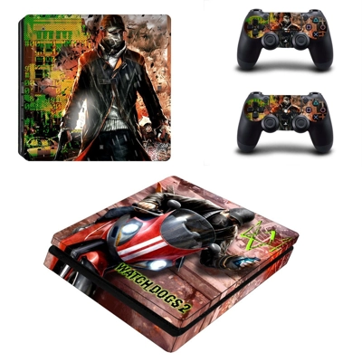Watch Dogs 2 decal skin for PS4 Slim Console and two contr.. Watch Dogs 2 decal skin for PS4 Slim Console and two contr..