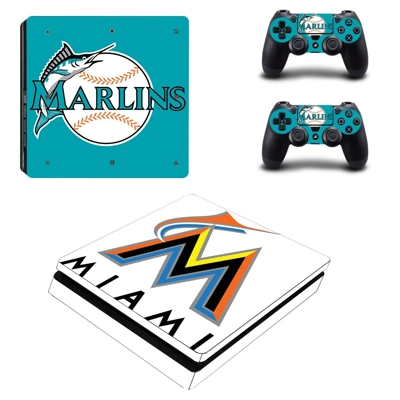 Miami Marlins decal skin for PS4 Slim Console and two cont.. Miami Marlins decal skin for PS4 Slim Console and two cont..