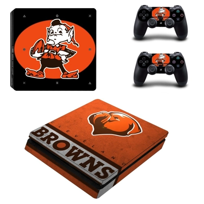 Cleveland Browns decal skin for PS4 Slim Console and two c.. Cleveland Browns decal skin for PS4 Slim Console and two c..