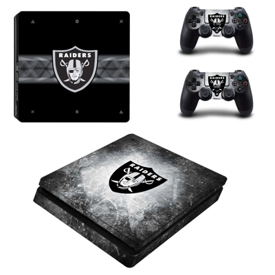 Oakland Raiders decal skin for PS4 Slim Console and two co.. Oakland Raiders decal skin for PS4 Slim Console and two co..