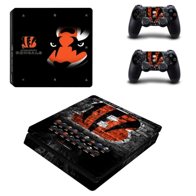 Cincinnati Bengals decal skin for PS4 Slim Console and two controllers