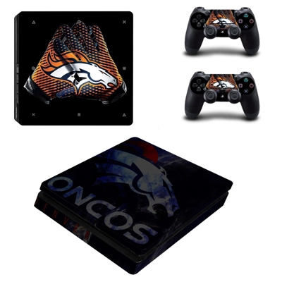Denver Broncos decal skin for PS4 Slim Console and two con.. Denver Broncos decal skin for PS4 Slim Console and two con..
