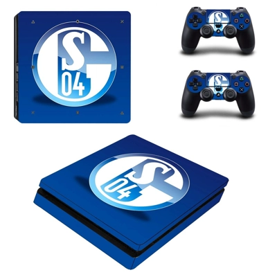 FC Schalke 04 decal skin for PS4 Slim Console and two controllers