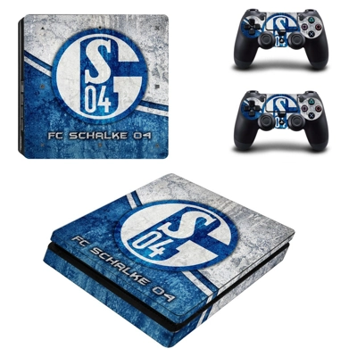 FC Schalke 05 decal skin for PS4 Slim Console and two controllers