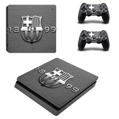 FC Barcelona decal skin for PS4 Slim Console and two controllers
