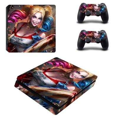 Harley Quin decal skin for PS4 Slim Console and two controllers