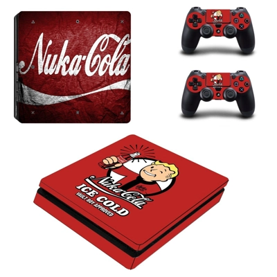 Nuka Cola Vault boy decal skin for PS4 Slim Console and two controllers