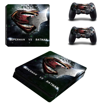 Superman VS Batman decal skin for PS4 Slim Console and two controllers