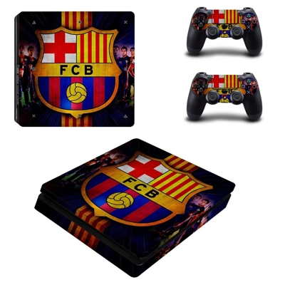 FC Barcelona decal skin for PS4 Slim Console and two contr..