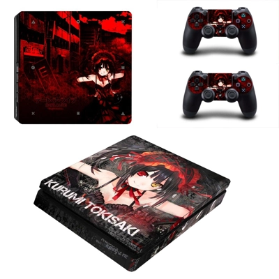 Kurumi tokisaki decal skin for PS4 Slim Console and two controllers