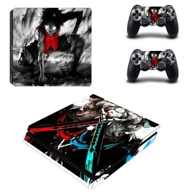 Deadpool decal skin for PS4 Slim Console and two controllers