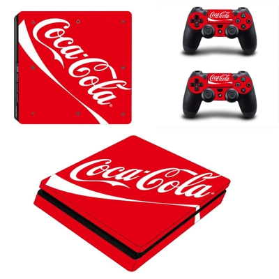Coca cola decal skin for PS4 Slim Console and two controllers