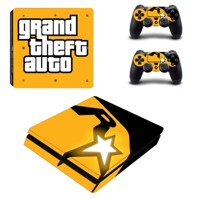 Grand Theft Auto decal skin for PS4 Slim Console and two controllers