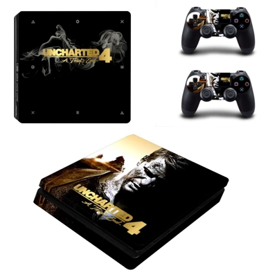 Uncharted 4 a thief's end decal skin for PS4 Slim Console and two controllers