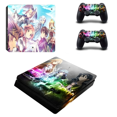 Anime Girl decal skin for PS4 Slim Console and two controllers