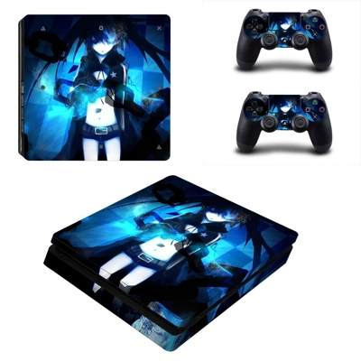Black rock shooter decal skin for PS4 Slim Console and two..