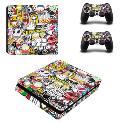 Various Stickers decal skin for PS4 Slim Console and two c.. Various Stickers decal skin for PS4 Slim Console and two c..