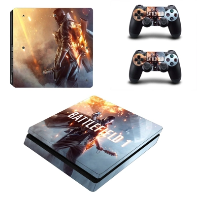 Battlefield 1 decal skin for PS4 Slim Console and two controllers