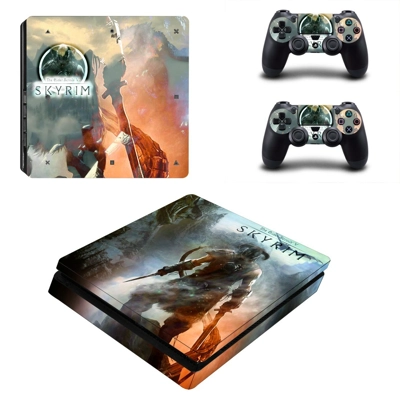 The Elder Scrolls 5 Skyrim decal skin for PS4 Slim Console and two controllers