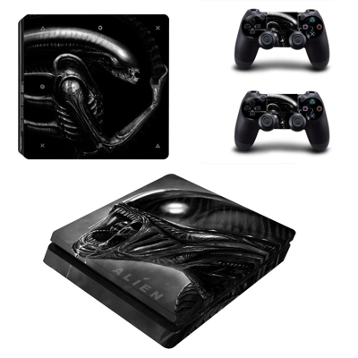 Alien decal skin for PS4 Slim Console and two controllers