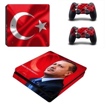Flag of Turkey decal skin for PS4 Slim Console and two con.. Flag of Turkey decal skin for PS4 Slim Console and two con..