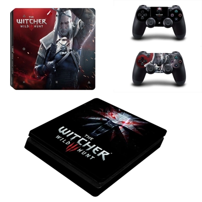 The Witcher Wild Hunt decal skin for PS4 Slim Console and two controllers