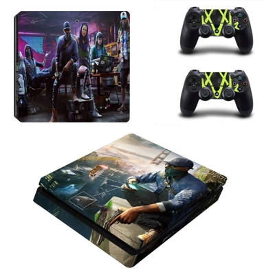 Watch Dogs decal skin for PS4 Slim Console and two controllers