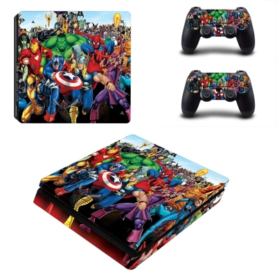 Super Heroes decal skin for PS4 Slim Console and two controllers