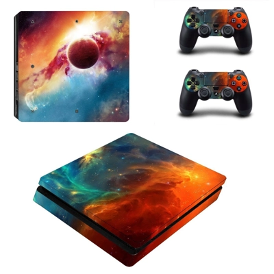 Planet scene decal skin for PS4 Slim Console and two controllers