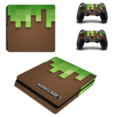 Minecraft decal skin for PS4 Slim Console and two controllers