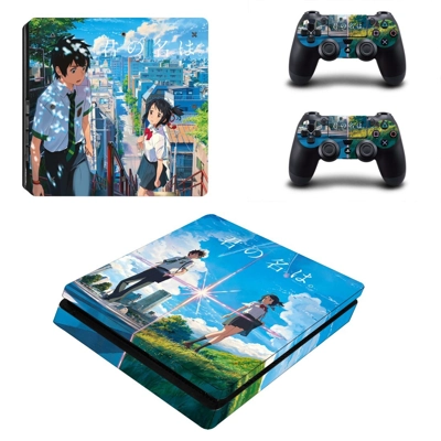 Your Name decal skin for PS4 Slim Console and two controll.. Your Name decal skin for PS4 Slim Console and two controll..