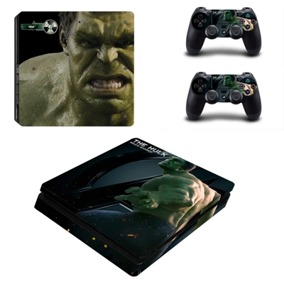 The Hulk decal skin for PS4 Slim Console and two controllers