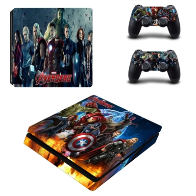 Avengers decal skin for PS4 Slim Console and two controllers Avengers decal skin for PS4 Slim Console and two controllers