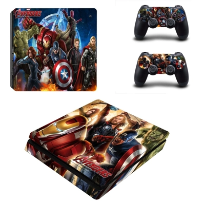Avengers decal skin for PS4 Slim Console and two controllers Avengers decal skin for PS4 Slim Console and two controllers
