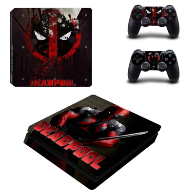 Deadpool decal skin for PS4 Slim Console and two controllers Deadpool decal skin for PS4 Slim Console and two controllers