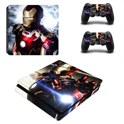 Ironman decal skin for PS4 Slim Console and two controllers Ironman decal skin for PS4 Slim Console and two controllers