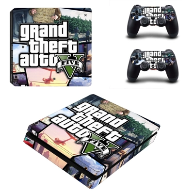 GTA V decal skin for PS4 Slim Console and two controllers GTA V decal skin for PS4 Slim Console and two controllers