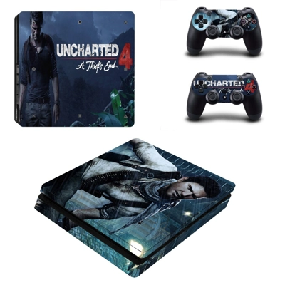 Uncharted 4 a thief's end decal skin for PS4 Slim Console and two controllers