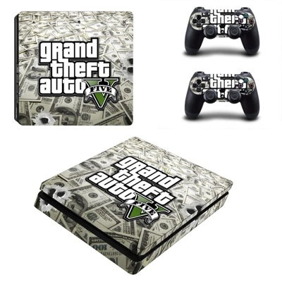 GTA V decal skin for PS4 Slim Console and two controllers GTA V decal skin for PS4 Slim Console and two controllers