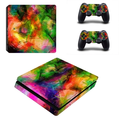 Color Bloom decal skin for PS4 Slim Console and two controllers
