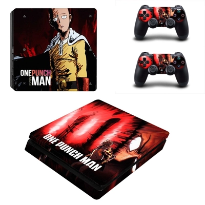 One Punch Man decal skin for PS4 Slim Console and two cont.. One Punch Man decal skin for PS4 Slim Console and two cont..