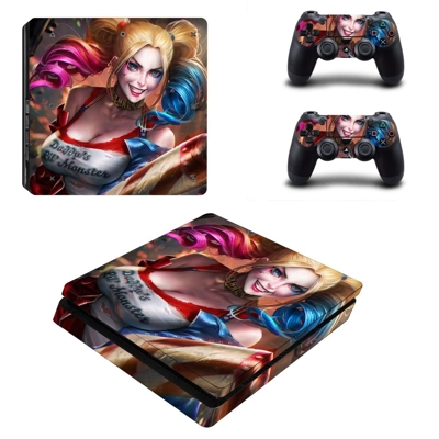 Harley Quinn decal skin for PS4 Slim Console and two contr..