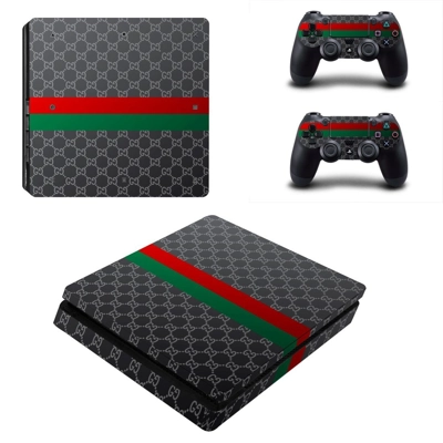 Floral carbon art decal skin for PS4 Slim Console and two ..