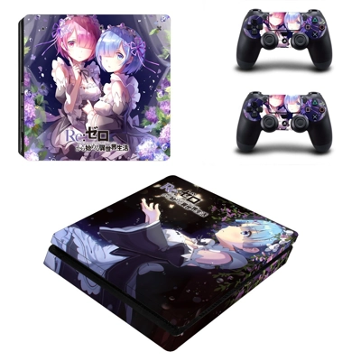 Re zero decal skin for PS4 Slim Console and two controllers Re zero decal skin for PS4 Slim Console and two controllers