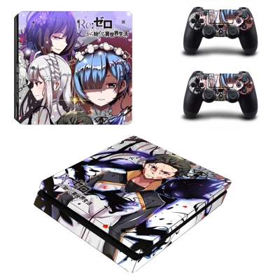 Re zero decal skin for PS4 Slim Console and two controllers